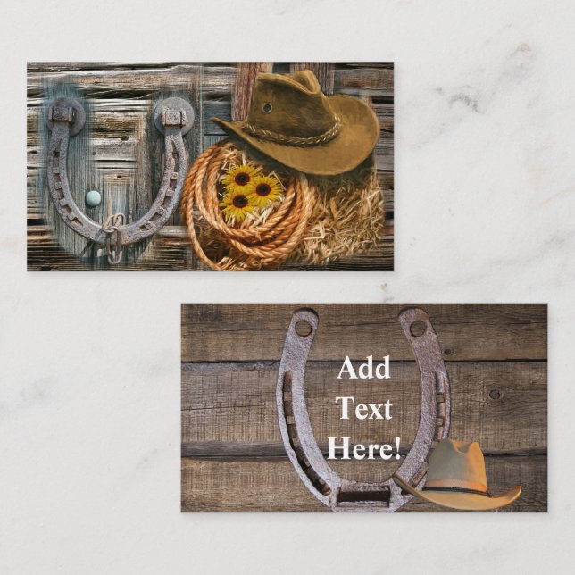 Western Horseshoe Cowboy Casquette Lasso Carte de  (Devant / Derrière)