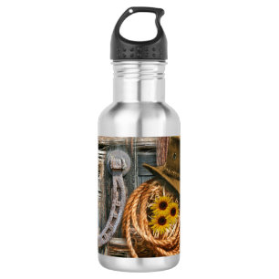 Western Horseshoe Cowboy Hat Lasso 532 Ml Water Bottle