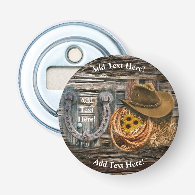 Western Horseshoe Cowboy Hat Lasso Bottle Opener (Front)