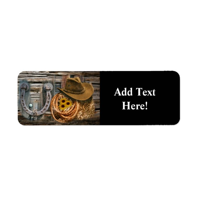 Western Horseshoe Cowboy Hat Lasso Label (Front)