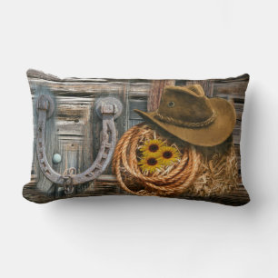 Western Horseshoe Cowboy Hat Lasso Lumbar Pillow