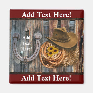 Western Horseshoe Cowboy Hat Lasso Magnet