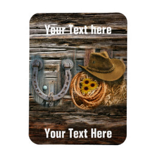 Western Horseshoe Cowboy Hat Lasso Magnet