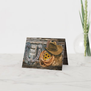 Western Horseshoe Cowboy Hat Lasso Note Card