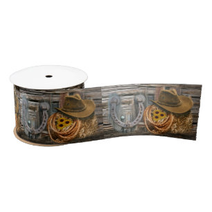 Western Horseshoe Cowboy Hat Lasso Satin Ribbon