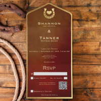 Western Horseshoe & Heart Burgundy & Gold QR Code