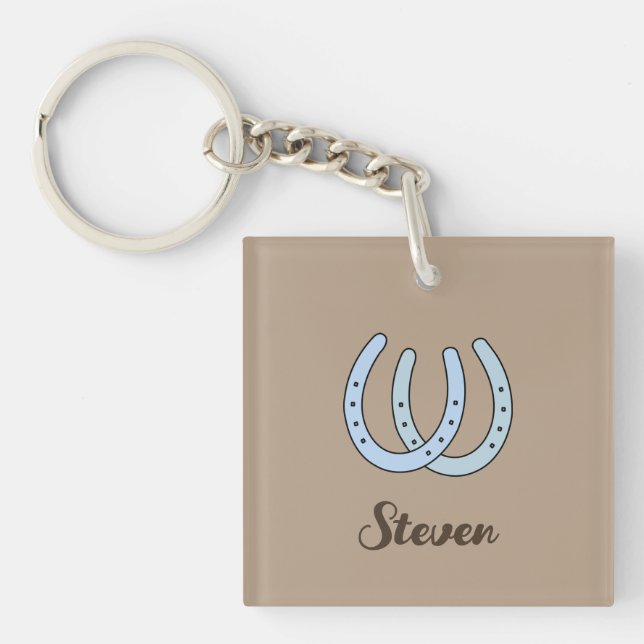 Western Horseshoe Personalized Cowboy Keychain (Front)