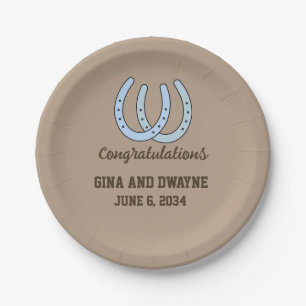 Western Horseshoe Wedding Personalized Paper Plate