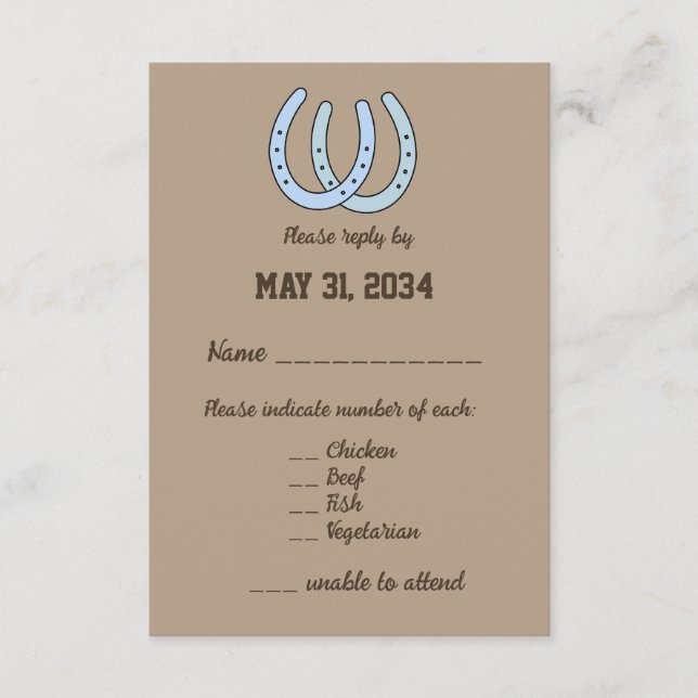 Western Horseshoe Wedding Rsvp Reply Enclosure Card (Front)