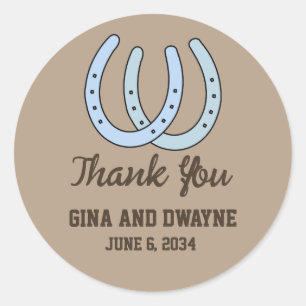 Western Horseshoe Wedding Thank You Classic Round Sticker