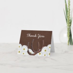 Western Horseshoes and Daisies Thank You Card