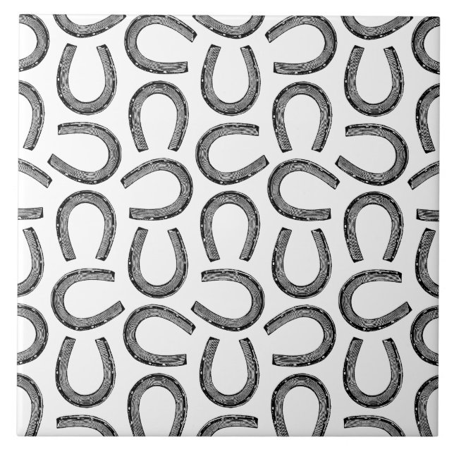 Western Horseshoes CUSTOM BACKGROUND COLOR Tile (Front)