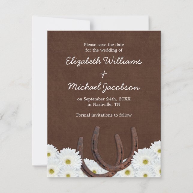 Western Horseshoes Save the Date Announcement (Front)