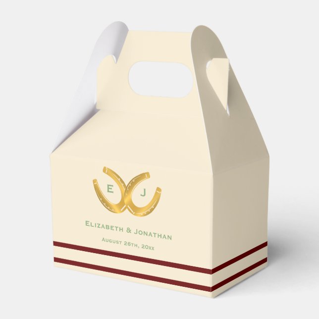 Western Horseshoes Wedding Favor Box (Front Side)