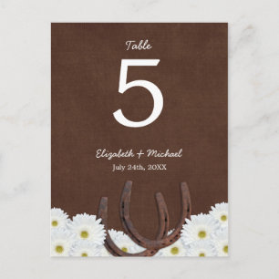Western Horseshoes Wedding Table Number Postcard