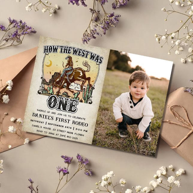 Western How The West Was One 1st Birthday Photo Invitation (Creator Uploaded)