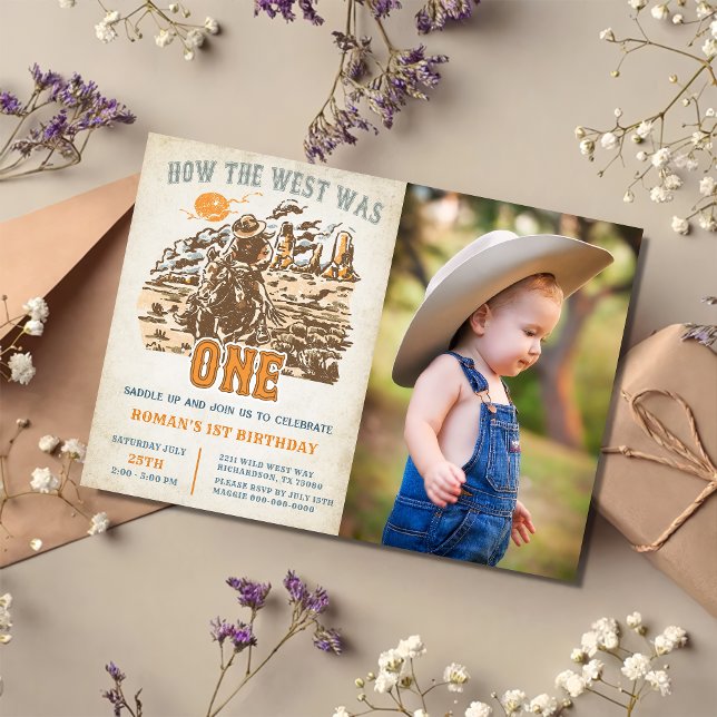 Western How The West Was One 1st Birthday Photo Invitation (Creator Uploaded)