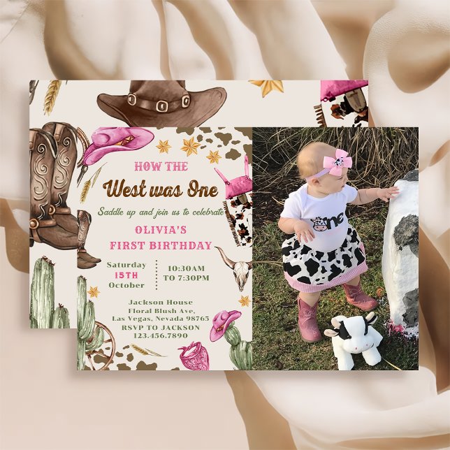 Western How The West Was One Rodeo Birthday Photo  Invitation (Creator Uploaded)