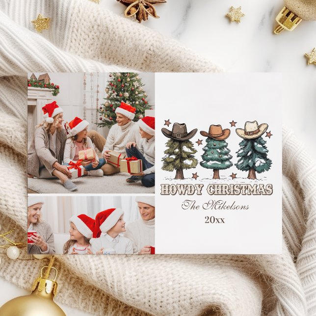  Western Howdy Christmas 2 photo Holiday Card (Creator Uploaded)