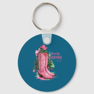 Western , Howdy Christmas And Tree, Nk Cowboy Boot Keychain