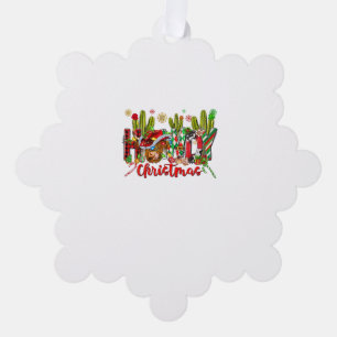 Western Howdy Christmas Cow Cowboy Hat And Cactus Ornament Card