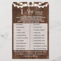Western I Spy Country Wedding Reception Game Card