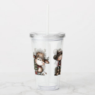 Western Kids Christmas Acrylic Tumbler