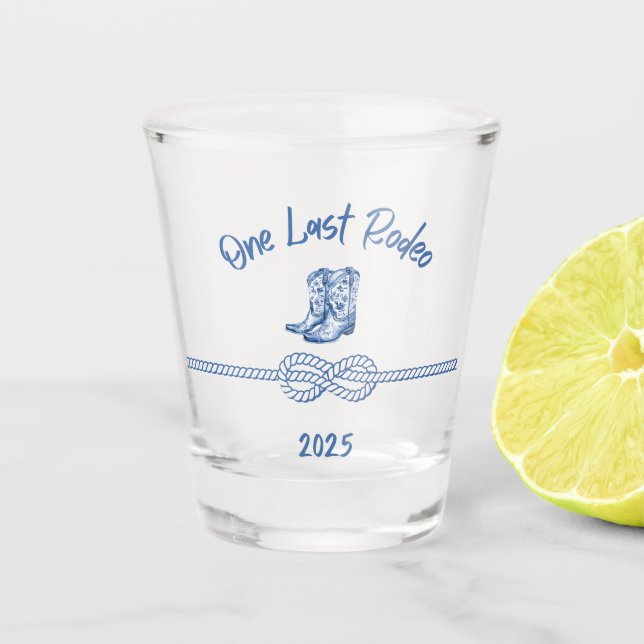 Western Last Rodeo Shot Glass: 2025 Bachelorette  Shot Glass (Front)