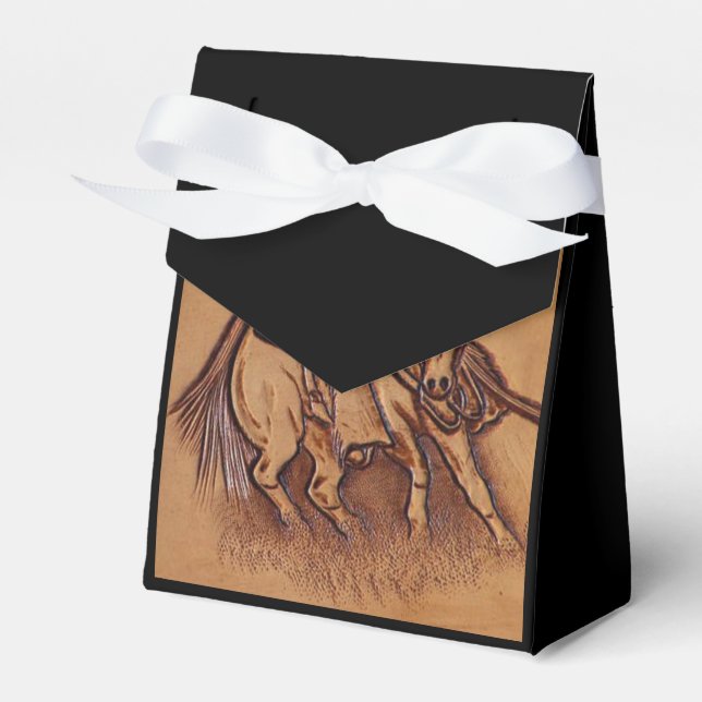 Western leather horseback Riding Rodeo Cowboy Favor Box (Front Side)