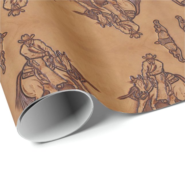 Western leather horseback Riding Rodeo Cowboy Wrapping Paper (Roll Corner)