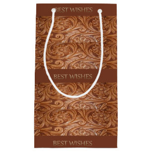 Western Leather Print Gift Bag Best Wishes