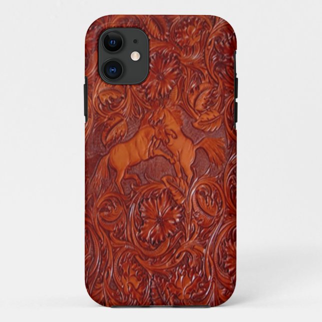 western leather style with mustangs iphone 5 case (Back)