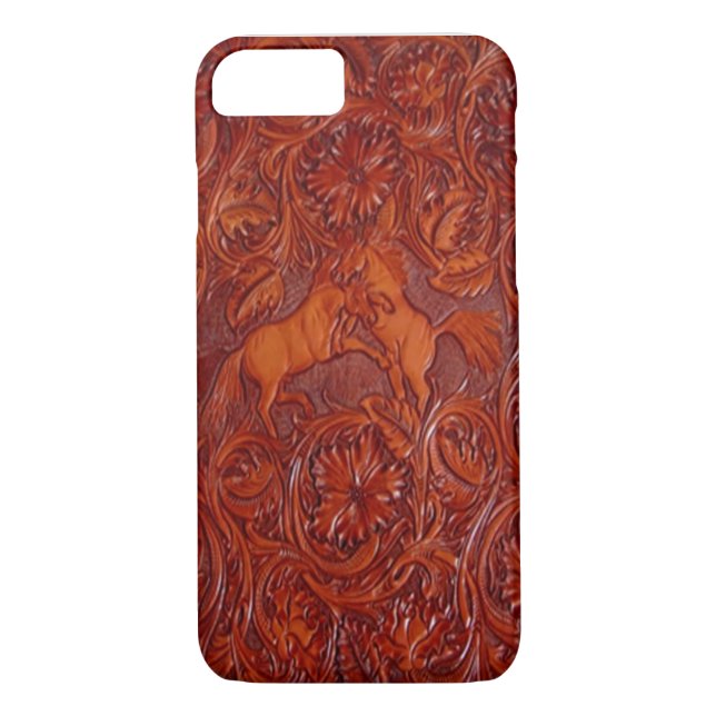 western leather style with mustangs iPhone 7 case (Back)