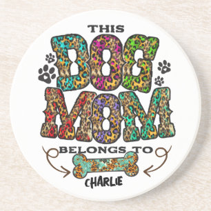 Western Leopard Patch Pattern Dog Mom Bone Coaster