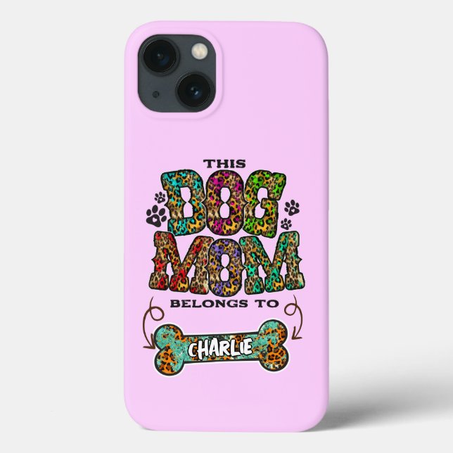 Western Leopard Patch Pattern Dog Mom Bone Pet Case-Mate iPhone Case (Back)