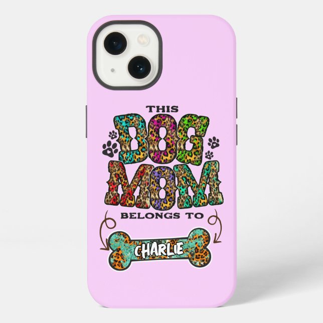 Western Leopard Patch Pattern Dog Mom Bone Pet iPhone Case (Back)