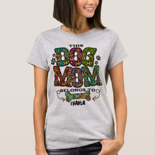 Western Leopard Patch Pattern Dog Mom Bone Pet T-Shirt