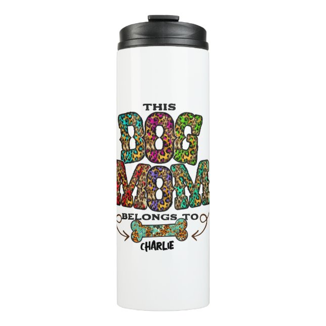 Western Leopard Patch Pattern Dog Mom Bone Pet  Thermal Tumbler (Front)