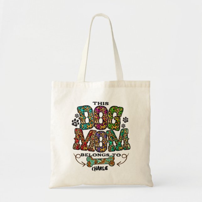 Western Leopard Patch Pattern Dog Mom Bone Pet Tote Bag (Front)