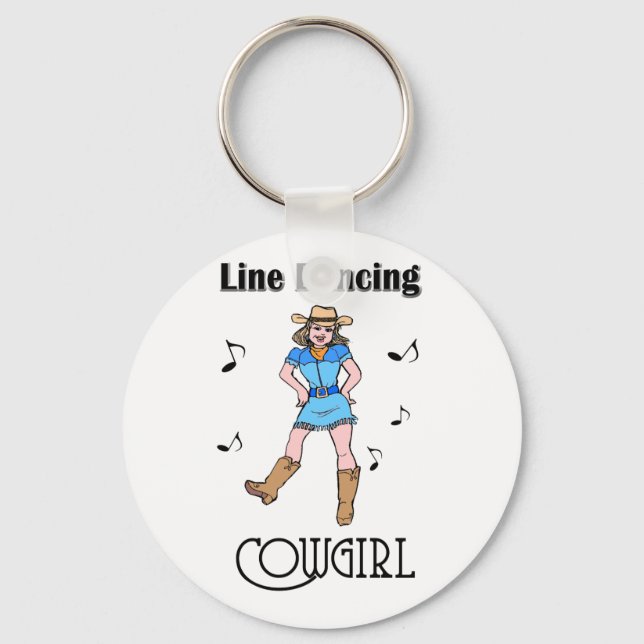 Western "Line Dancing Cowgirl" Keychain (Front)
