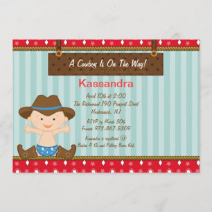 Western Little Cowboy Baby Shower Invitation