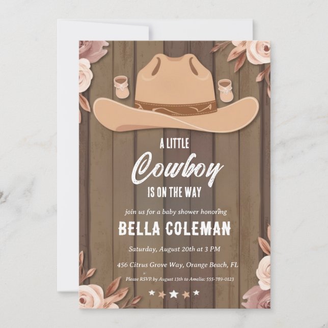 western little cowboy baby shower invitations (Front)
