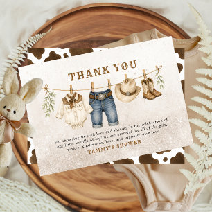 Western Little Cowboy Clothesline Thank You  Card
