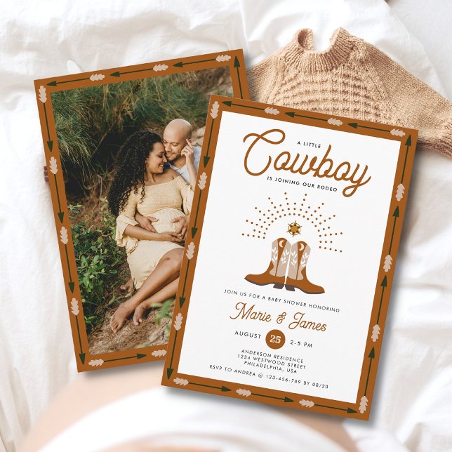 Western Little Cowboy Rodeo Photo Baby Shower Invitation (Creator Uploaded)