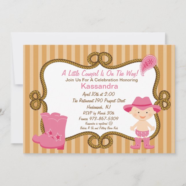 Western Little Cowgirl Baby Shower Invitation (Front)