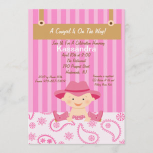 Western Little Cowgirl Baby Shower Invitation
