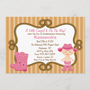 Western Little Cowgirl Baby Shower Invitation