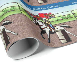 Western Little Cowgirl Barrel Racing Personalized Wrapping Paper