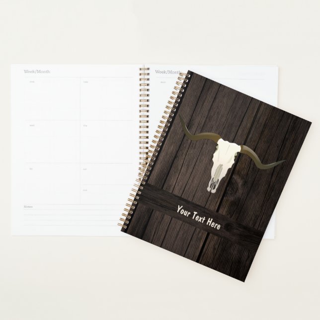 Western Longhorn Cattle Skull Rustic  Planner (Display)