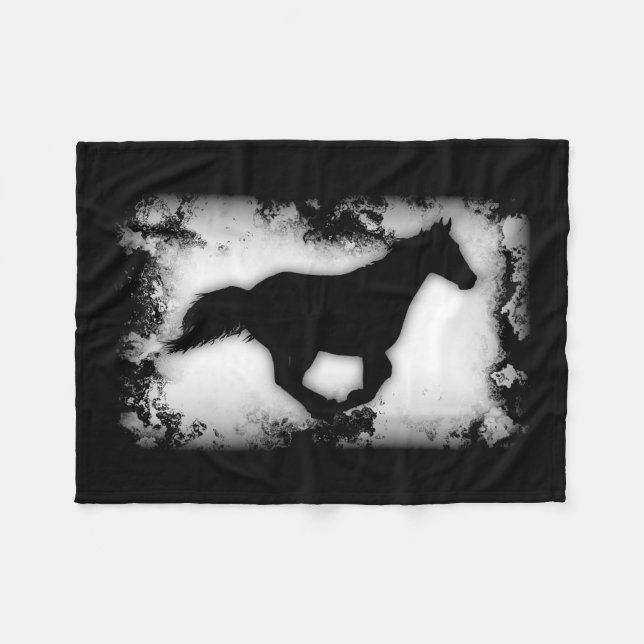 Western-look Galloping Horse Silhouette Fleece Blanket (Front (Horizontal))
